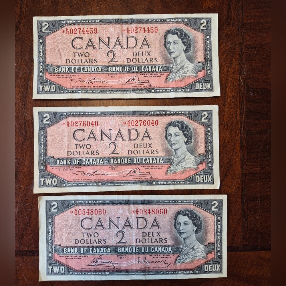1954 2 Dollar Bill Canadian Circulated Currency Canada Bills Currency Paper Mone